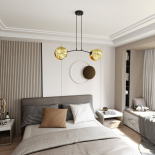 Lampa wisząca złota 2 punktowa Emibig Motif 82 | Sklep z lampami