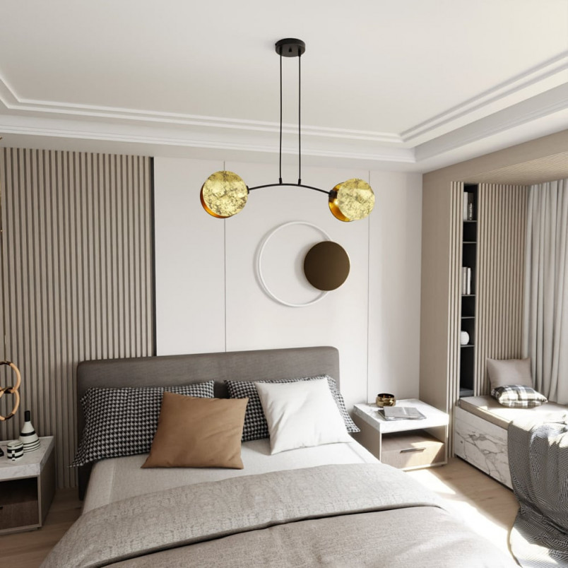 Lampa wisząca złota 2 punktowa Emibig Motif 82 | Sklep z lampami