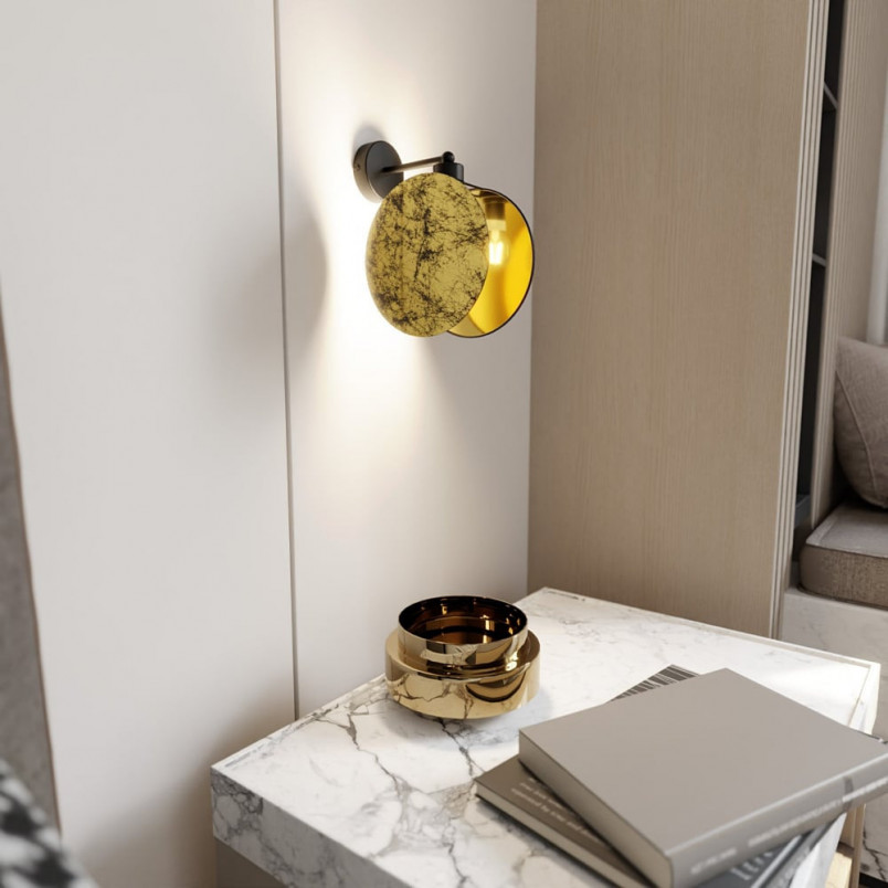 Kinkiet okrągły złoty Motif | Emibig - Oświetlenie Glamour