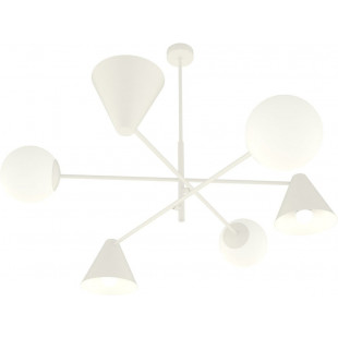 Lampa sufitowa szklana 6 punktowa Hermes 86cm biała Emibig