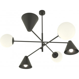 Lampa sufitowa szklana 6 punktowa Hermes 86cm biały / czarny Emibig
