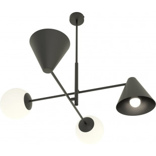 Lampa sufitowa szklana 4 punktowa Hermes 70cm biały / czarny Emibig