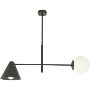 Lampa sufitowa szklana 2 punktowa Hermes 70cm biały / czarny Emibig