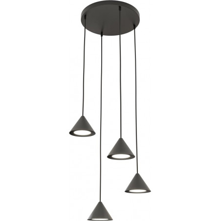 Lampa Wisząca ELIT 4x Czarny Stożek | Emibig
