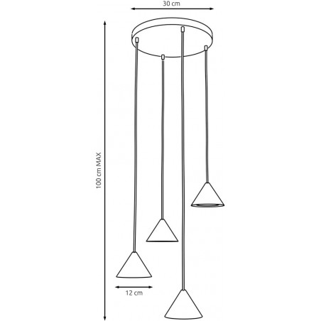 Lampa Wisząca ELIT 4x Czarny Stożek | Emibig