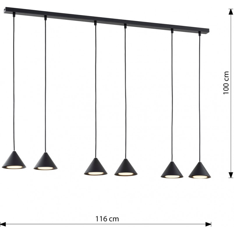 Lampa Wisząca Czarna 6 Punktów ELIT Emibig - Nowoczesny Design