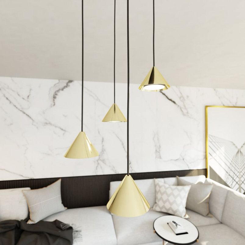 Lampa wisząca Elit 4 stożki złota | Emibig - Glamour