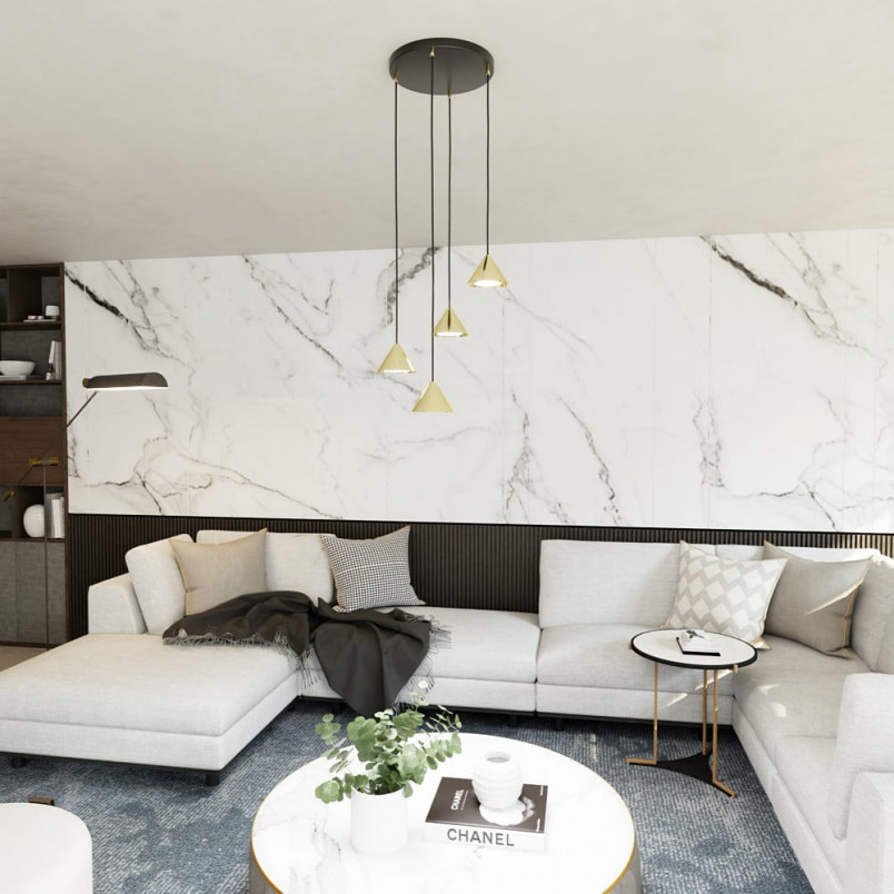 Lampa wisząca Elit 4 stożki złota | Emibig - Glamour
