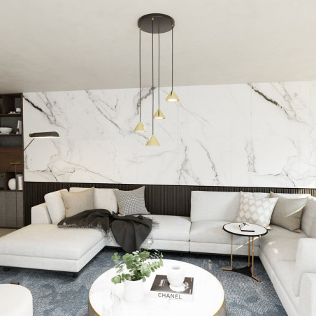Lampa wisząca Elit 4 stożki złota | Emibig - Glamour