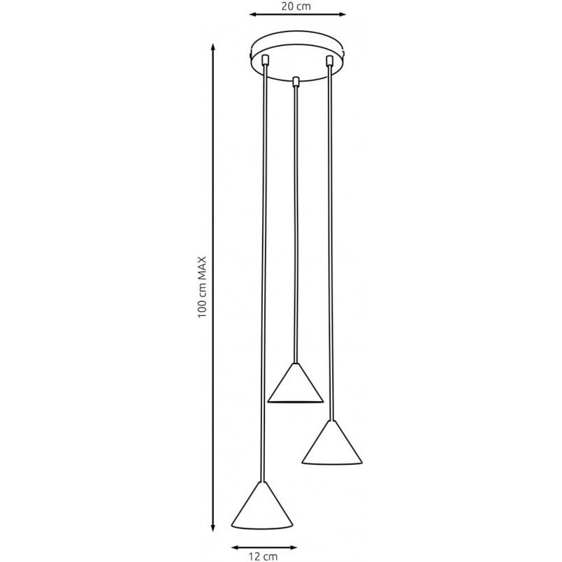 Lampa wisząca złota 3 stożki Emibig ELIT | Nowoczesny design