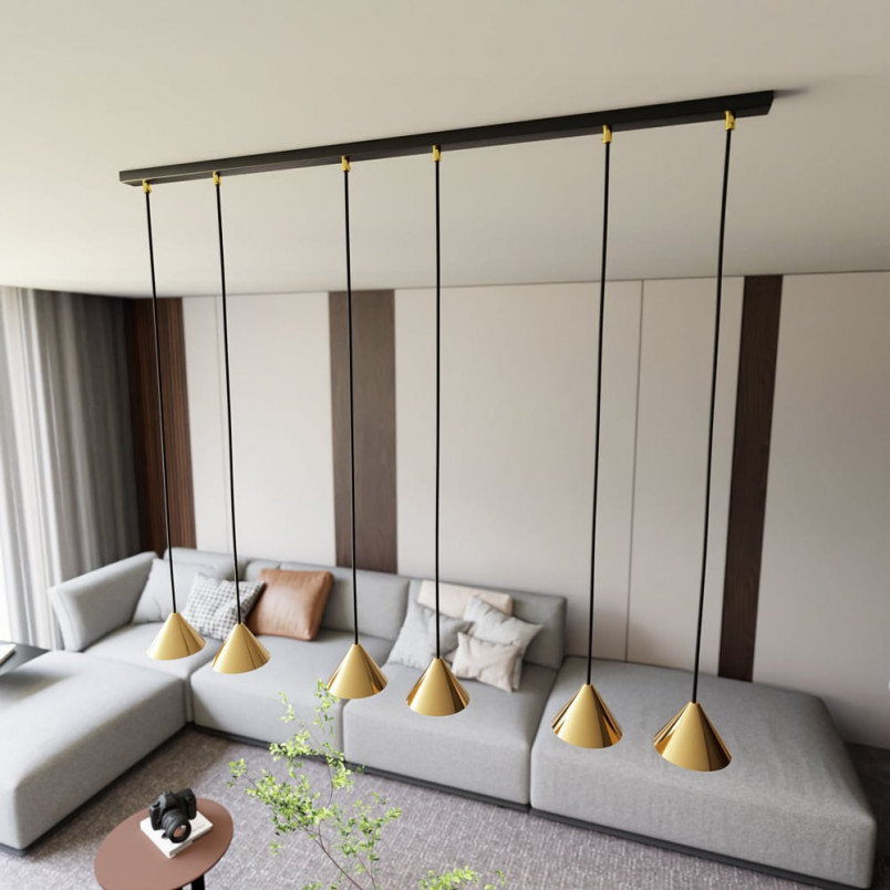 Lampa Wisząca Złota 6 Punktów Emibig Elit 116cm | Sklep Lamp