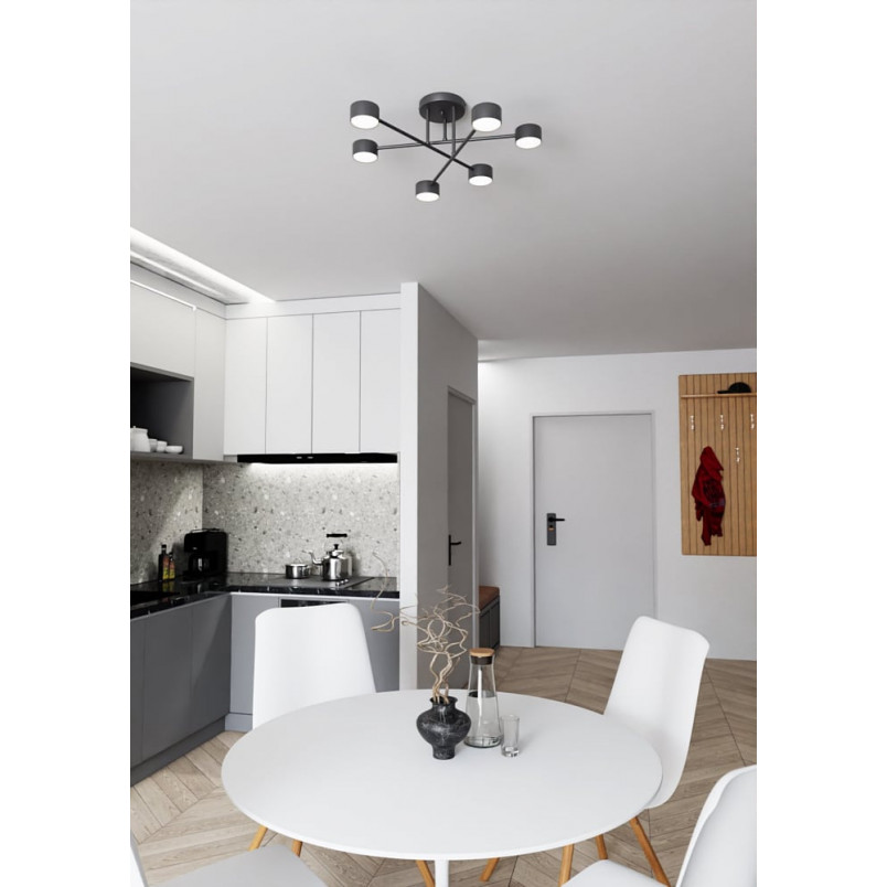 Lampa Sufitowa Czarna 6 Punktów Halo VI | Emibig