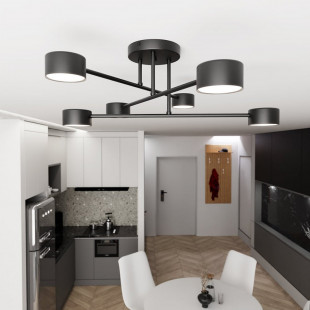 Lampa Sufitowa Czarna 6 Punktów Halo VI | Emibig