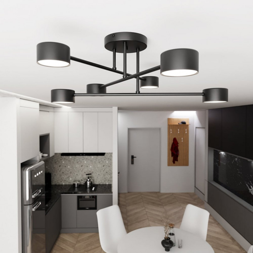 Lampa Sufitowa Czarna 6 Punktów Halo VI | Emibig