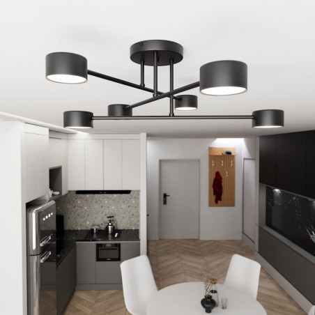 Lampa Sufitowa Czarna 6 Punktów Halo VI | Emibig