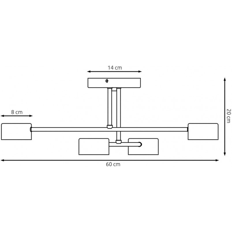 Lampa Sufitowa Czarna 4-Punktowa Halo IV Emibig - 60cm