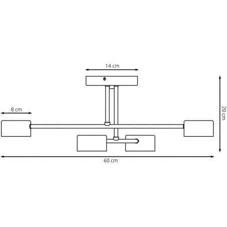 Lampa Sufitowa Czarna 4-Punktowa Halo IV Emibig - 60cm
