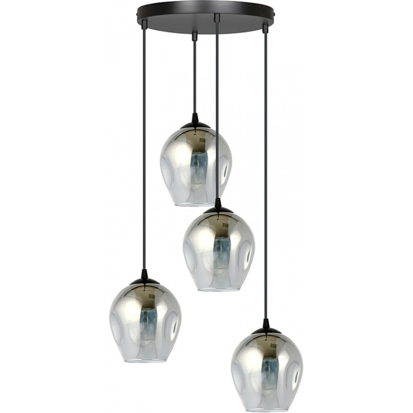 Lampa Wisząca Istar IV Emibig | Szklana, Czarno-Grafitowa, 40cm