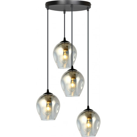 Lampa Wisząca Istar IV Emibig | Szklana, Czarno-Grafitowa, 40cm