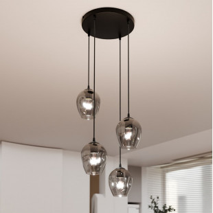 Lampa Wisząca Istar IV Emibig | Szklana, Czarno-Grafitowa, 40cm