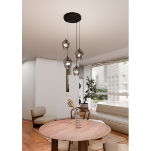 Lampa Wisząca Istar IV Emibig | Szklana, Czarno-Grafitowa, 40cm