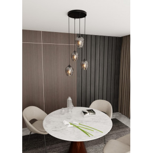 Lampa Wisząca Istar IV Emibig | Szklana, Czarno-Grafitowa, 40cm