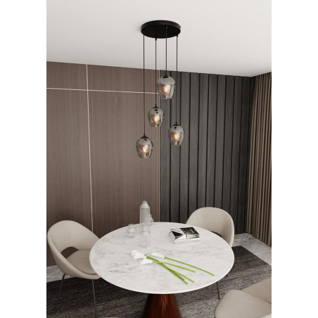 Lampa Wisząca Istar IV Emibig | Szklana, Czarno-Grafitowa, 40cm