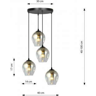 Lampa Wisząca Istar IV Emibig | Szklana, Czarno-Grafitowa, 40cm