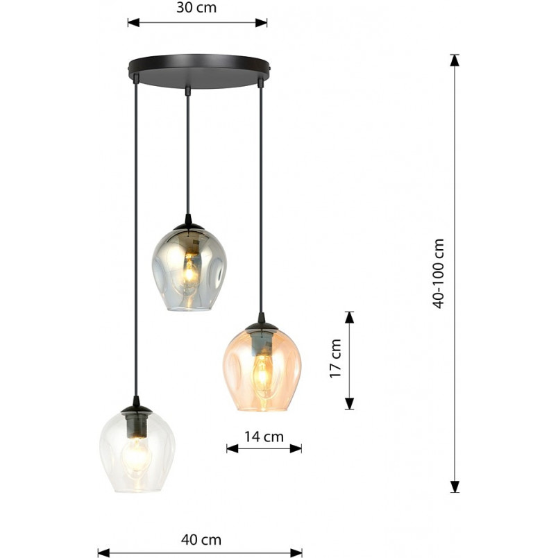 Lampa wisząca Istar III Emibig - Szklana, kolorowa, 40cm
