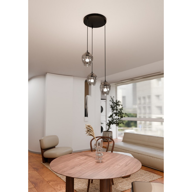 Lampa Wisząca Istar III Emibig | Szklana, Czarno-Grafitowa - Kup Teraz!