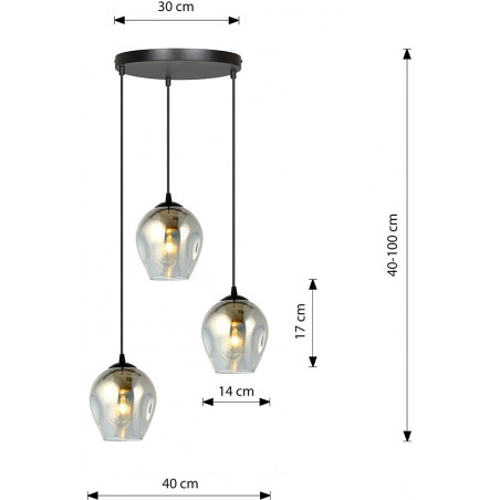 Lampa Wisząca Istar III Emibig | Szklana, Czarno-Grafitowa - Kup Teraz!