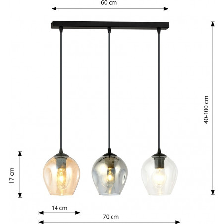 Lampa wisząca Istar III | Szkło, Multikolor | Emibig