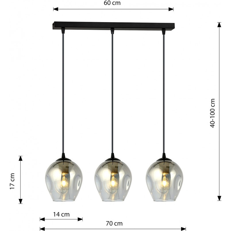 Lampa wisząca szklana Istar III | Emibig - 70cm