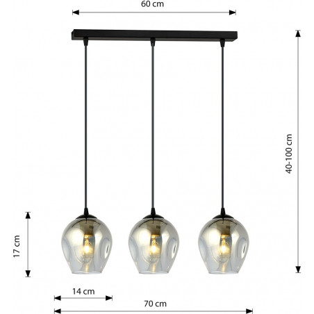 Lampa wisząca szklana Istar III | Emibig - 70cm