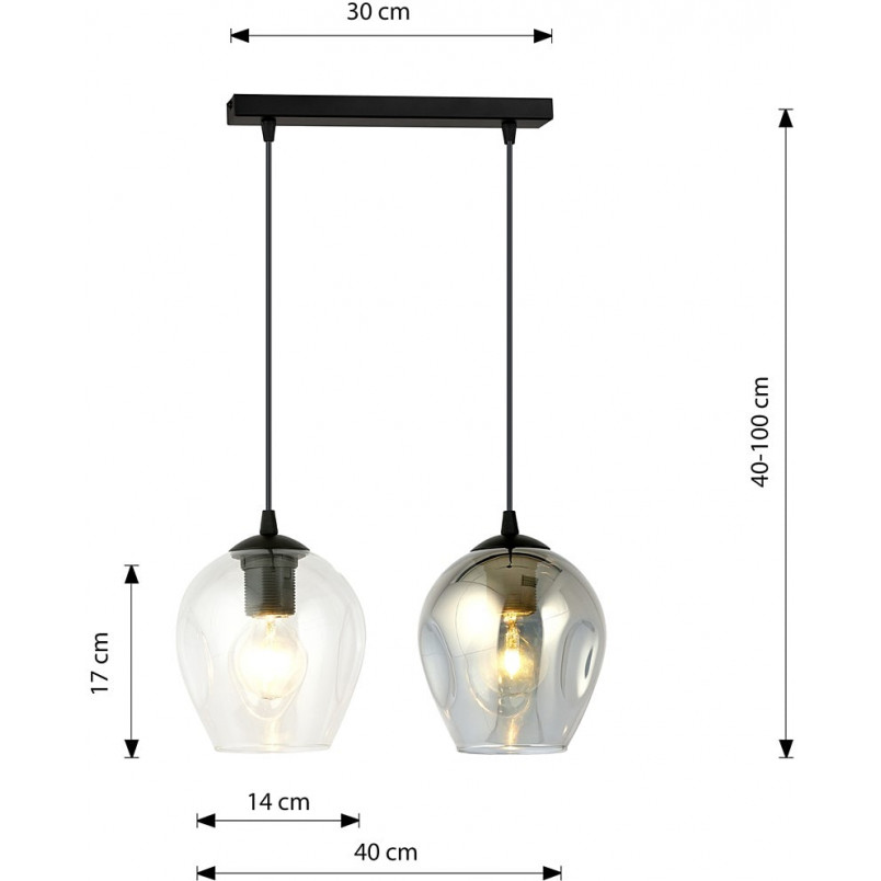 Lampa wisząca Istar II - szkło, grafit | Emibig