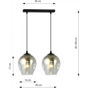 Lampa wisząca Istar II - Szklana, Czarno-Grafitowa | Emibig