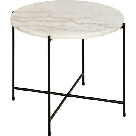 Stolik okrągły Actona Avila | Biały marmur, czarny stelaż - Kup teraz!