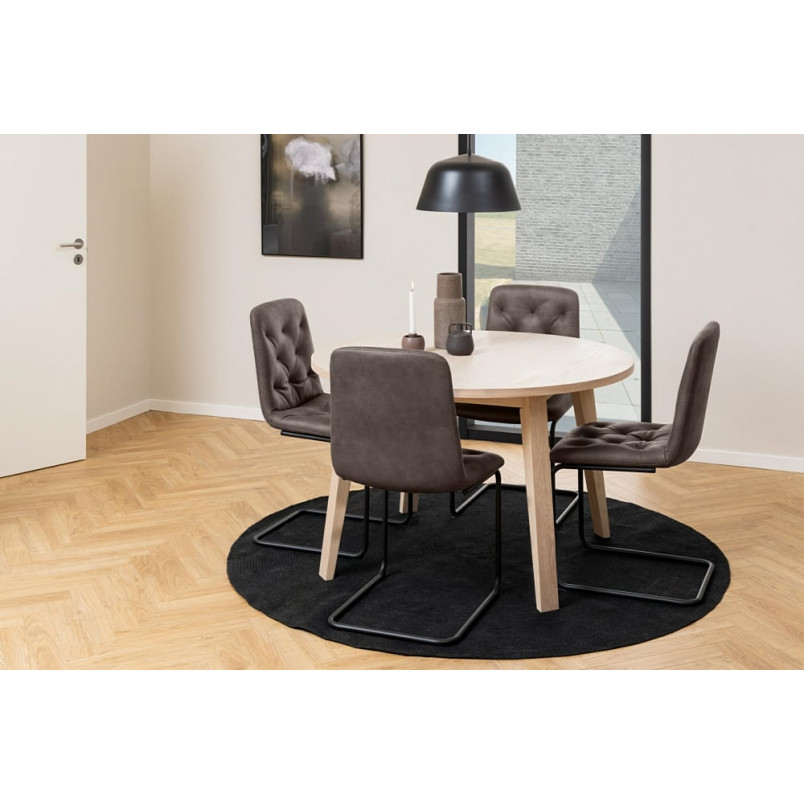 Stół okrągły Actona A-Line 120cm dąb bielony - Skandynawski design