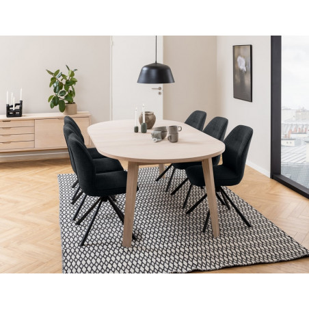 Stół okrągły rozkładany Actona A-Line | Dąb bielony 120-220cm