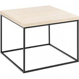 Stolik kwadratowy Barossa 60x60cm beżowy trawertyn / czarny Actona