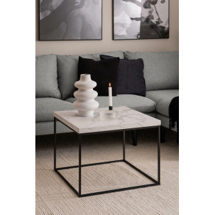 Stolik kwadratowy Barossa 60x60cm biały marmur / czarny Actona