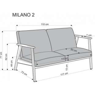 Sofa 2-osobowa PRL Halmar | Design vintage Milano 120cm
