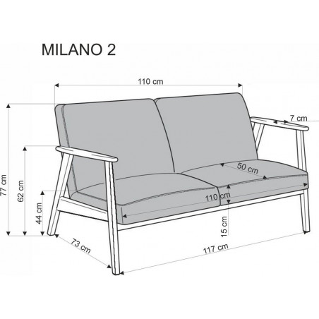 Sofa 2-osobowa PRL Halmar | Design vintage Milano 120cm
