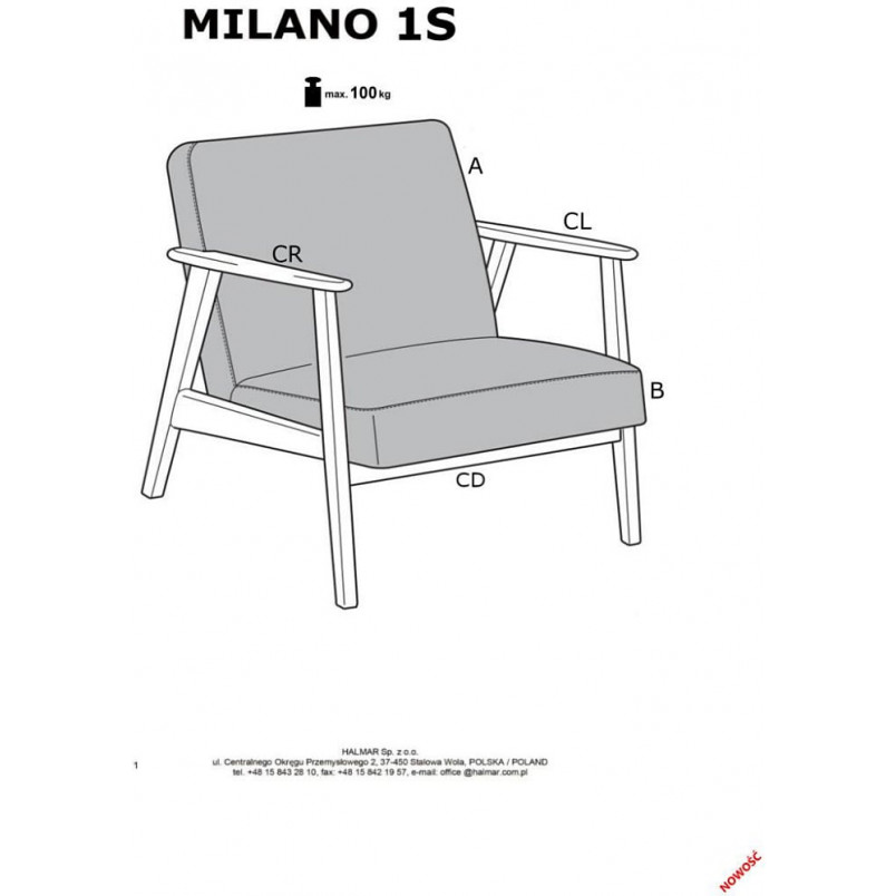 Fotel PRL Milano Halmar: Komfortowy design w kolorze oliwkowym