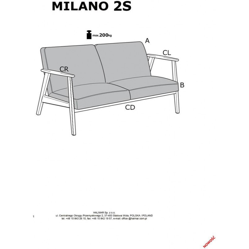 Sofa 2-osobowa PRL Halmar | Design vintage Milano 120cm