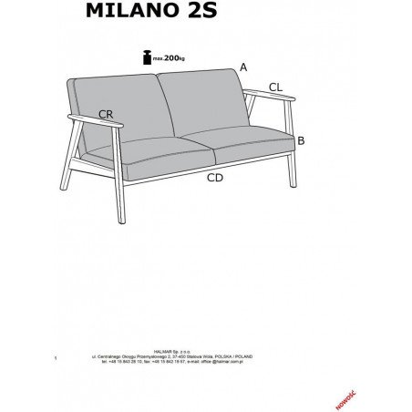 Sofa 2-osobowa PRL Halmar | Design vintage Milano 120cm
