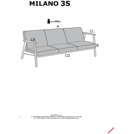 Sofa 3-osobowa PRL Halmar: Design i Komfort | Milano 175cm