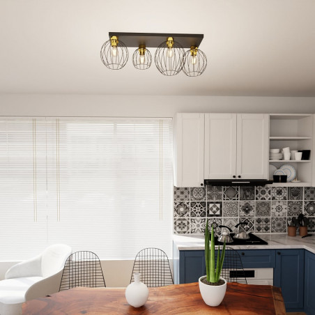 Plafon druciany Emibig Nest IV 83cm | Loft, Czarno-złoty