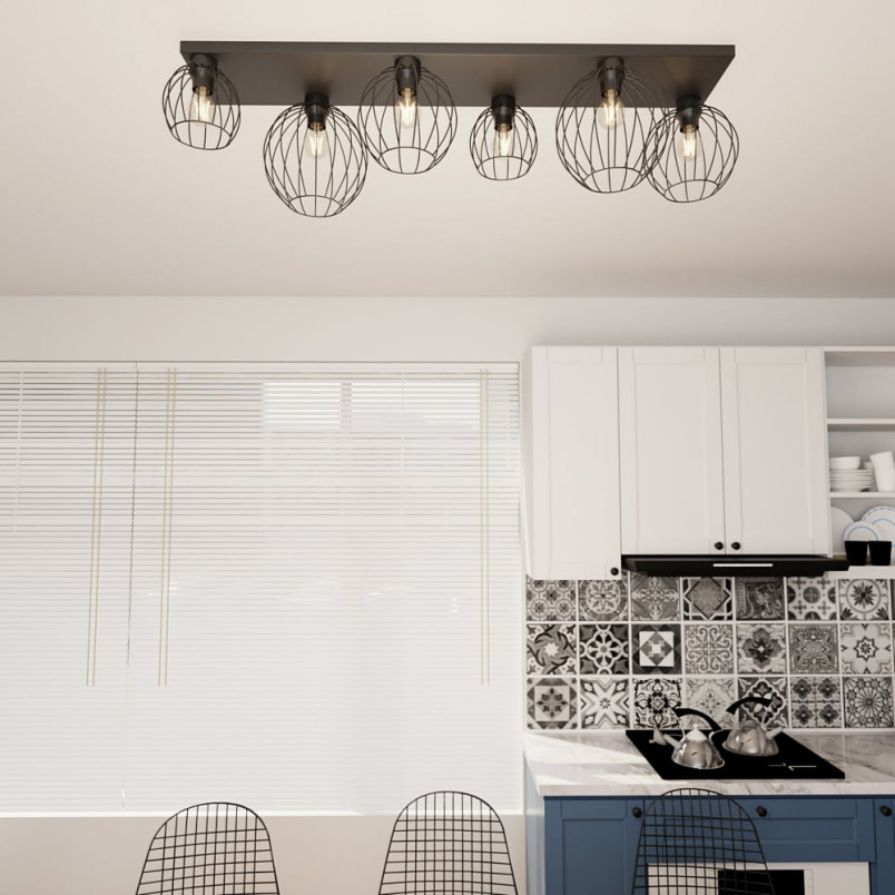 Plafon druciane kule Nest VI 126cm czarny - Emibig | Sklep z lampami