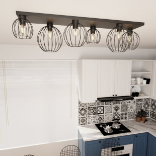 Plafon druciane kule Nest VI 126cm czarny - Emibig | Sklep z lampami